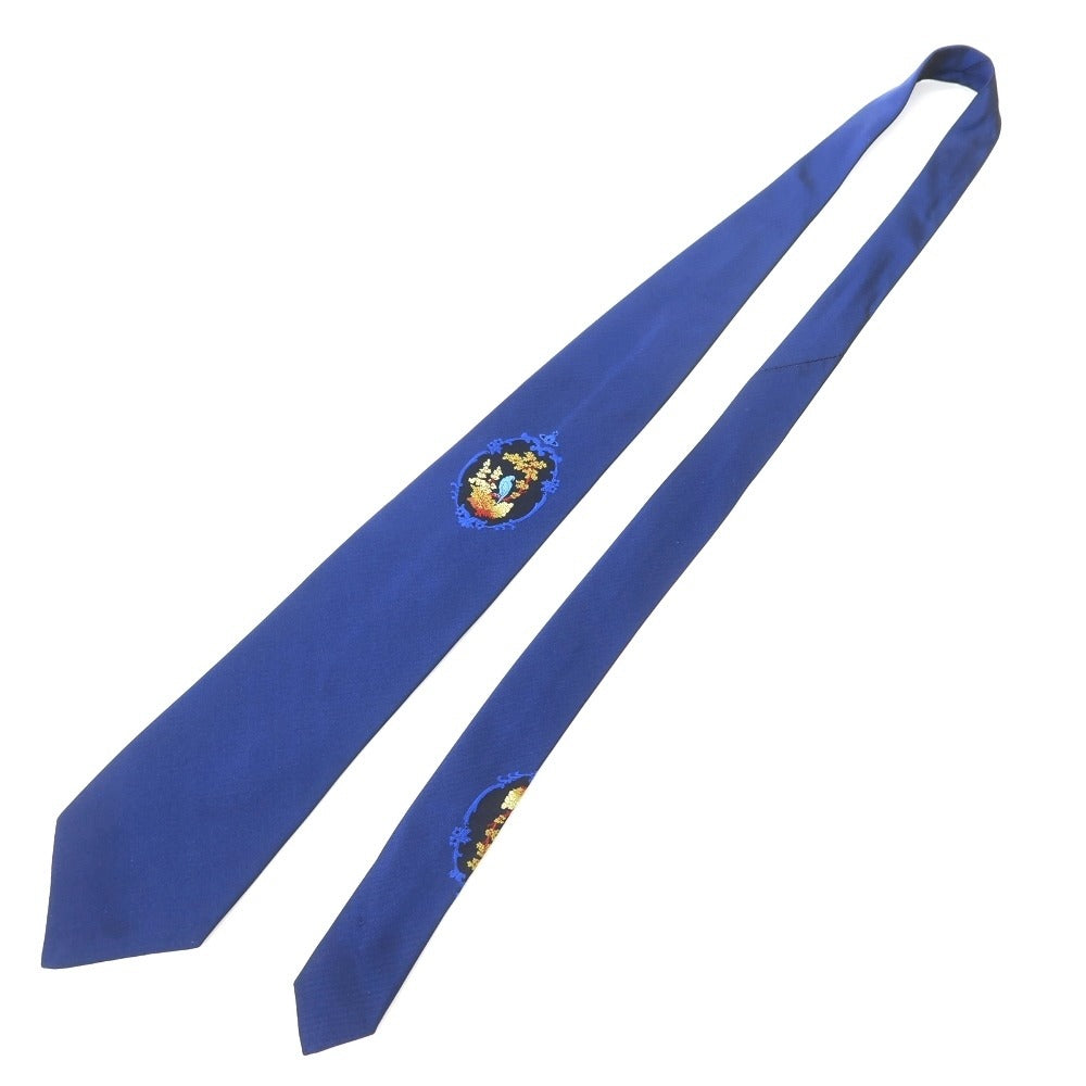 [Used] Vivienne WestwoodMAN Jacquard accent tri-fold silk tie, navy blue [NVY] [S/S/A/W] [Condition: B] [Men&