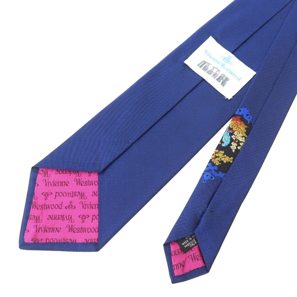 [Used] Vivienne WestwoodMAN Jacquard accent tri-fold silk tie, navy blue [NVY] [S/S/A/W] [Condition: B] [Men&