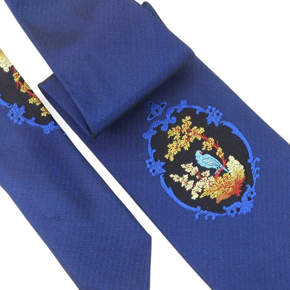 [Used] Vivienne WestwoodMAN Jacquard accent tri-fold silk tie, navy blue [NVY] [S/S/A/W] [Condition: B] [Men&