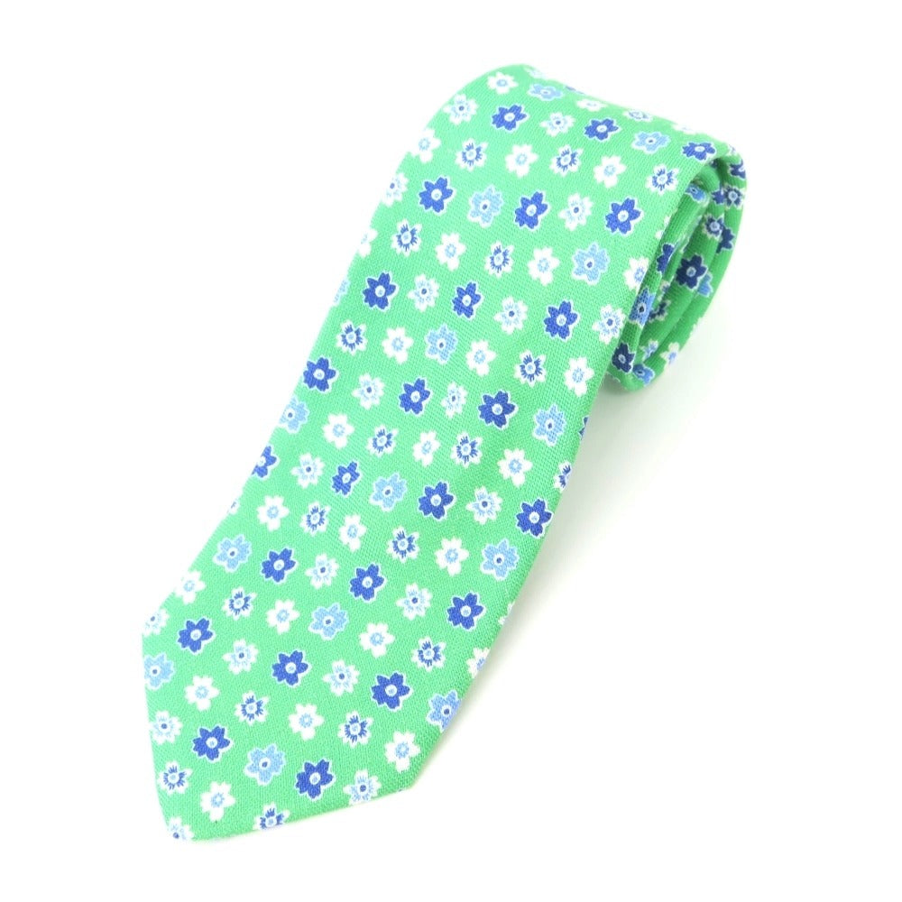 [Used] Altea Floral Print Tri-Fold Linen Silk Tie Green [GRN] [S/S] [Condition Rank B] [Men&