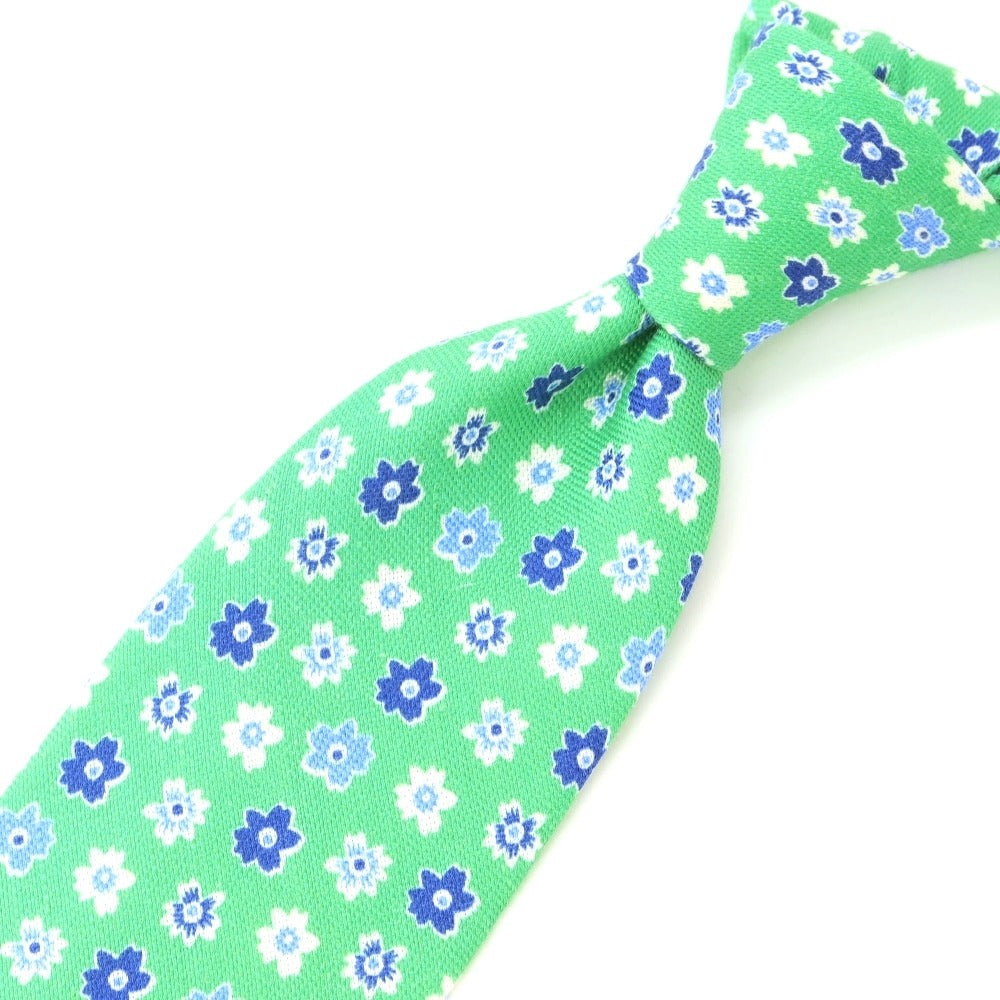 [Used] Altea Floral Print Tri-Fold Linen Silk Tie Green [GRN] [S/S] [Condition Rank B] [Men&