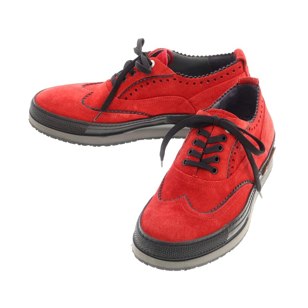 [Used] CESARE PACIOTTI 4US Suede Blind Brogue Sneakers Red x Black [Size 5] [RED] [S/S/A/W] [Condition Rank A] [Men&