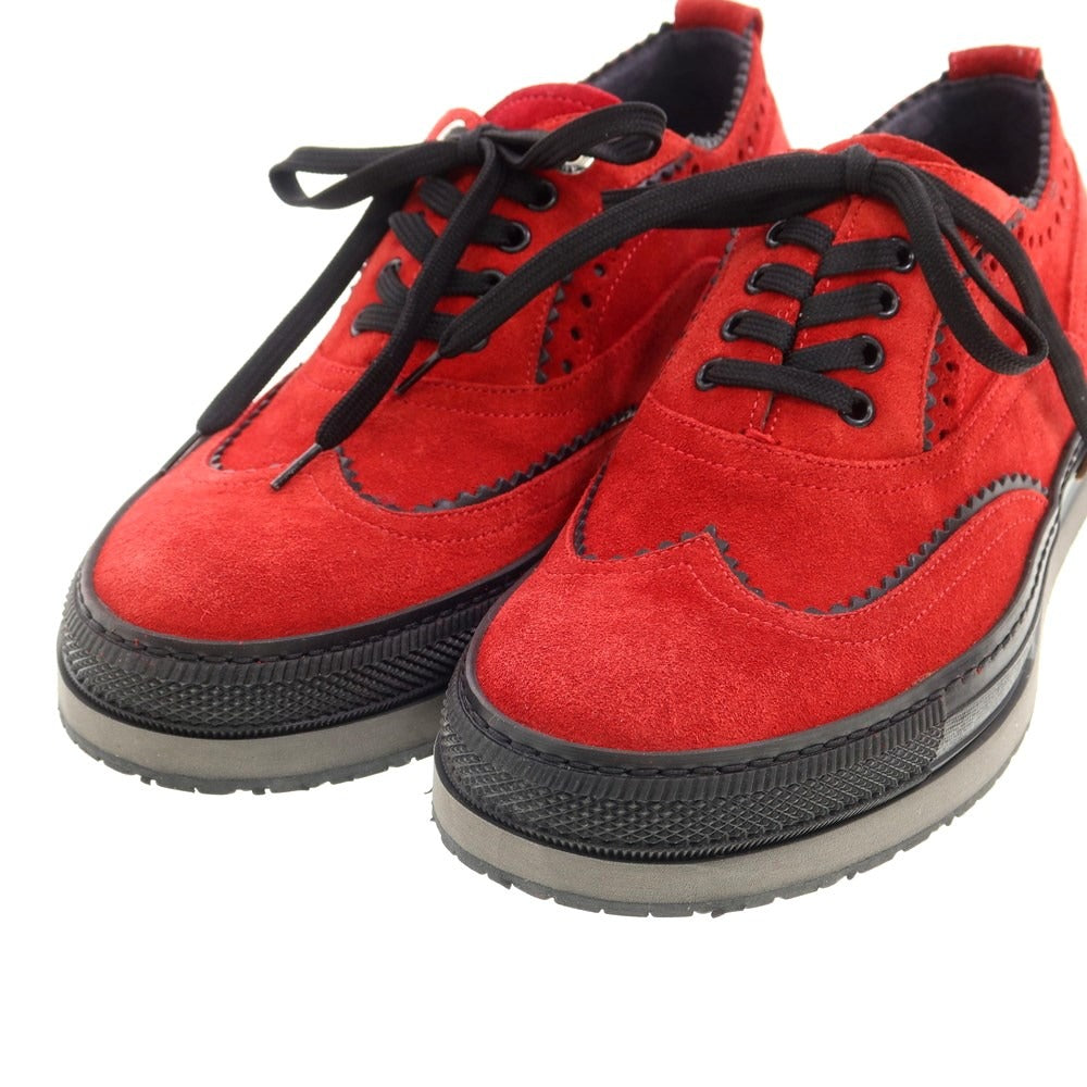 [Used] CESARE PACIOTTI 4US Suede Blind Brogue Sneakers Red x Black [Size 5] [RED] [S/S/A/W] [Condition Rank A] [Men&