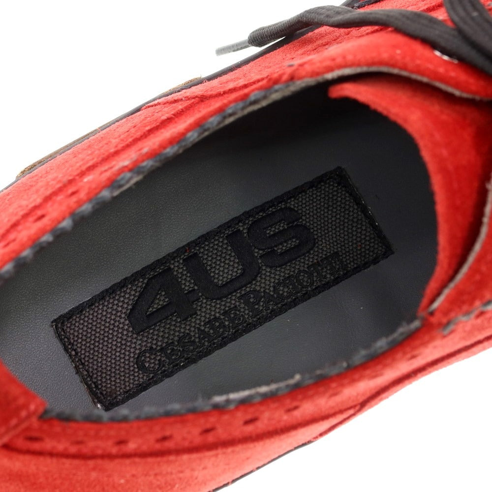[Used] CESARE PACIOTTI 4US Suede Blind Brogue Sneakers Red x Black [Size 5] [RED] [S/S/A/W] [Condition Rank A] [Men&