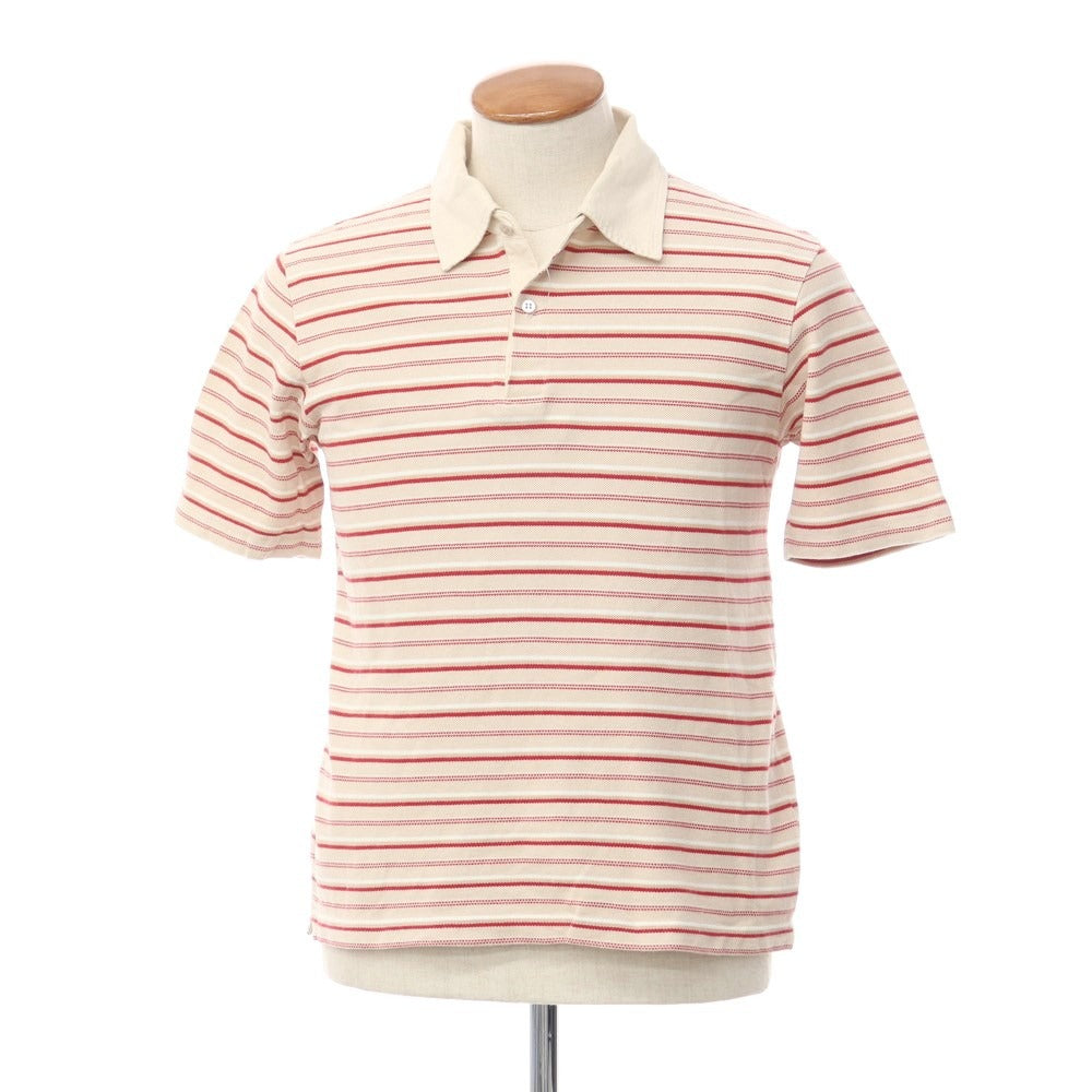 [Used] INTERMEZZO Cotton Striped Short Sleeve Polo Shirt Beige x Red [Size M] [BEI] [S/S] [Condition Rank C] [Men&