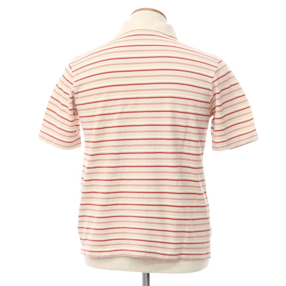 [Used] INTERMEZZO Cotton Striped Short Sleeve Polo Shirt Beige x Red [Size M] [BEI] [S/S] [Condition Rank C] [Men&