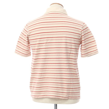 [Used] INTERMEZZO Cotton Striped Short Sleeve Polo Shirt Beige x Red [Size M] [BEI] [S/S] [Condition Rank C] [Men&