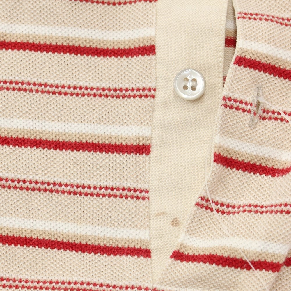 [Used] INTERMEZZO Cotton Striped Short Sleeve Polo Shirt Beige x Red [Size M] [BEI] [S/S] [Condition Rank C] [Men&