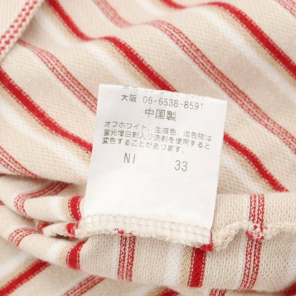 [Used] INTERMEZZO Cotton Striped Short Sleeve Polo Shirt Beige x Red [Size M] [BEI] [S/S] [Condition Rank C] [Men&