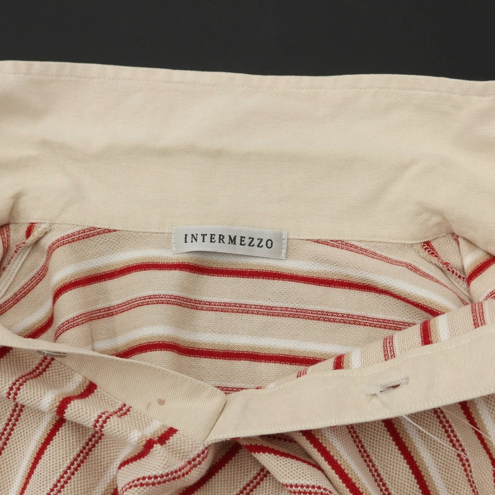 [Used] INTERMEZZO Cotton Striped Short Sleeve Polo Shirt Beige x Red [Size M] [BEI] [S/S] [Condition Rank C] [Men&