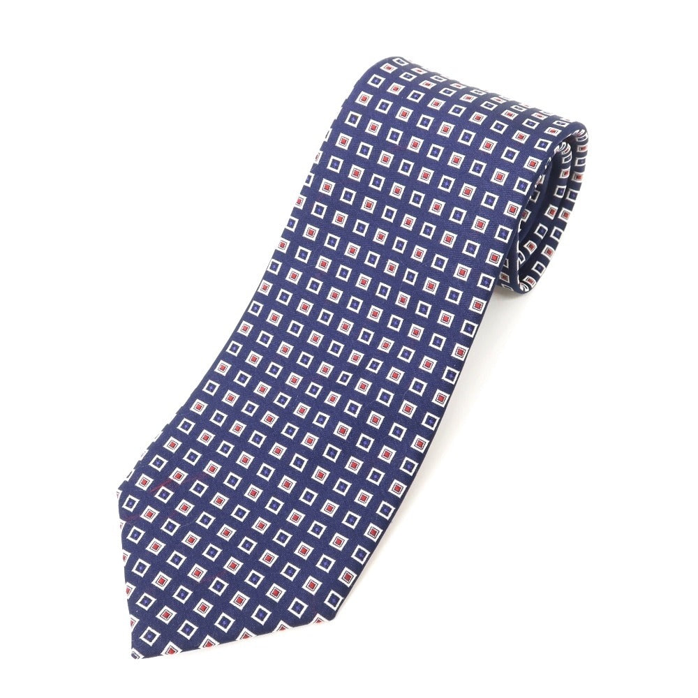 [Used] FRANCO PRINZIVALLI Small Pattern Tri-Fold Silk Tie Navy [NVY] [S/S/A/W] [Condition Rank B] ​​[Men&