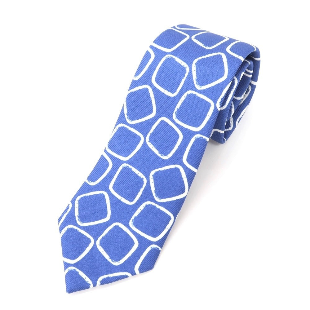 [Used] Seaward &amp;amp; Stearn printed tri-fold silk tie, blue x white [BLU] [S/S/A/W] [Condition: A] [Men&