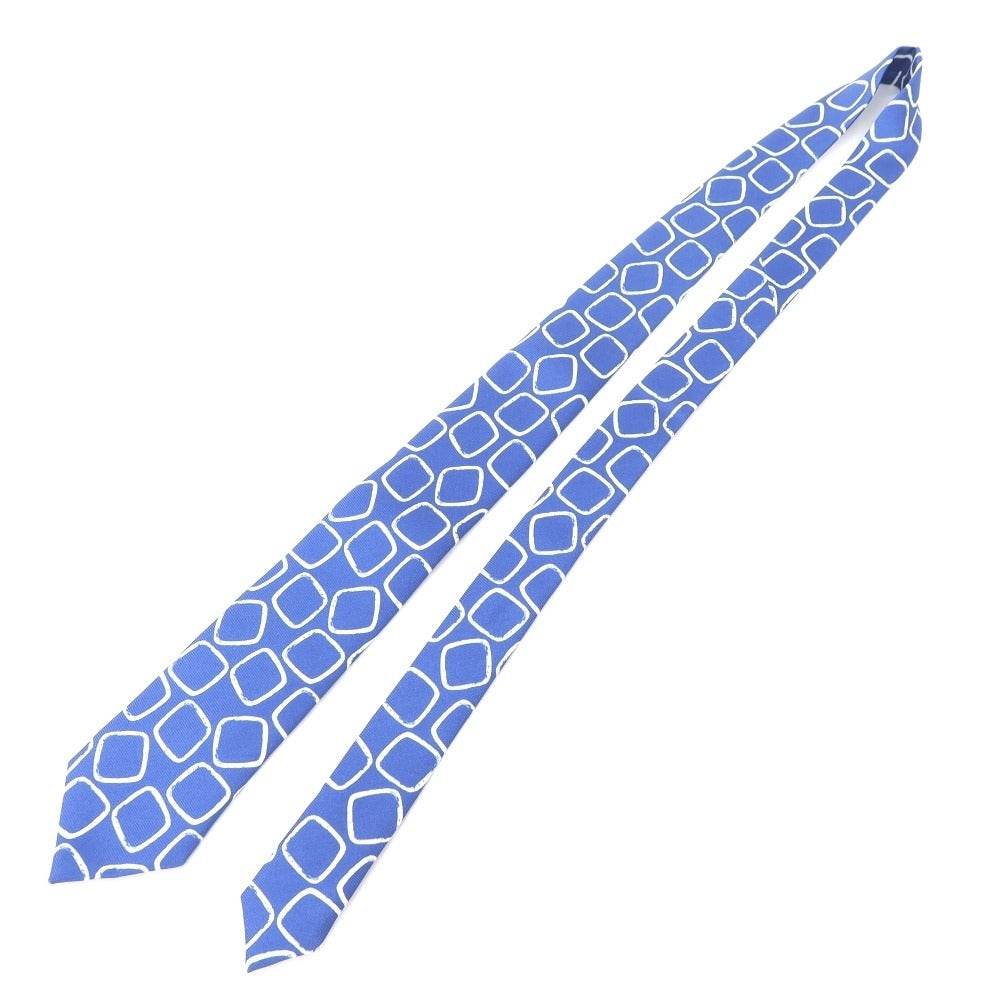 [Used] Seaward &amp;amp; Stearn printed tri-fold silk tie, blue x white [BLU] [S/S/A/W] [Condition: A] [Men&