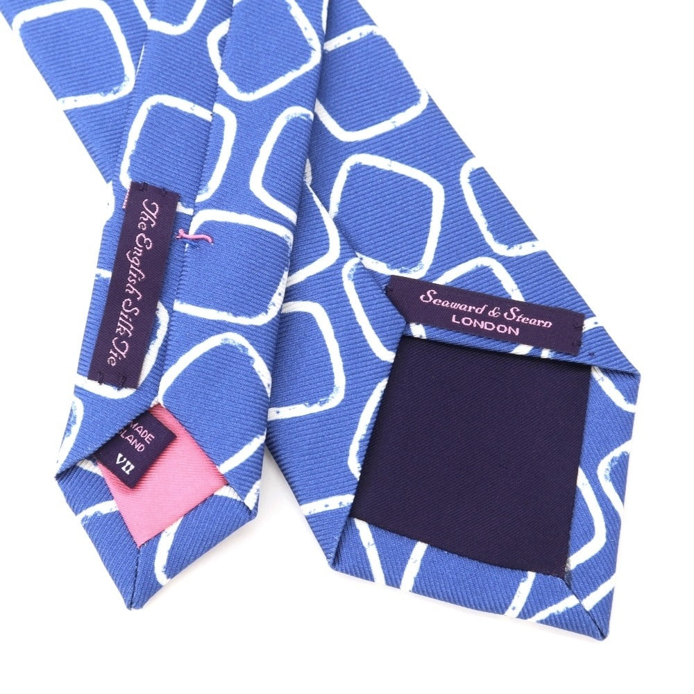 [Used] Seaward &amp;amp; Stearn printed tri-fold silk tie, blue x white [BLU] [S/S/A/W] [Condition: A] [Men&