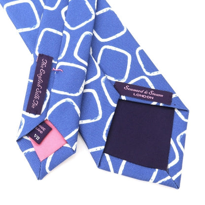 [Used] Seaward &amp;amp; Stearn printed tri-fold silk tie, blue x white [BLU] [S/S/A/W] [Condition: A] [Men&