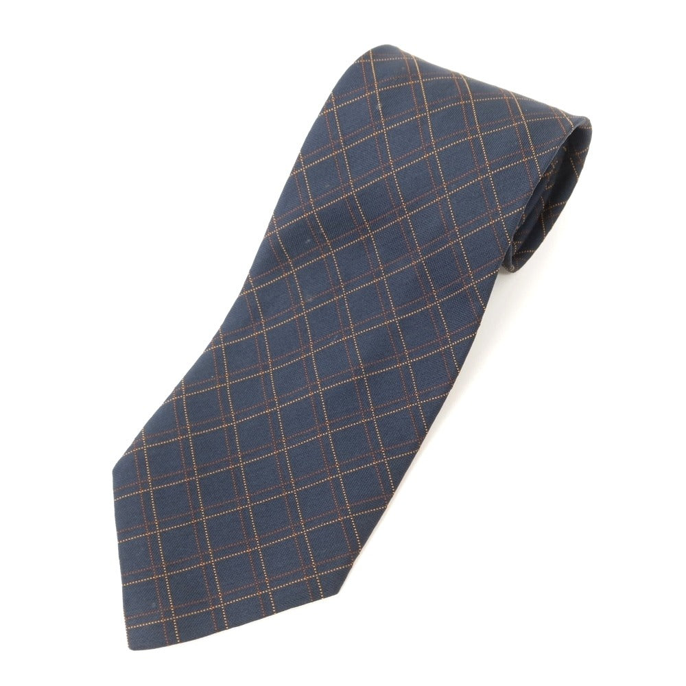 [Used] Les Copains Check Tri-Fold Silk Tie Dark Navy [NVY] [S/S/A/W] [Condition Rank B] ​​[Men&