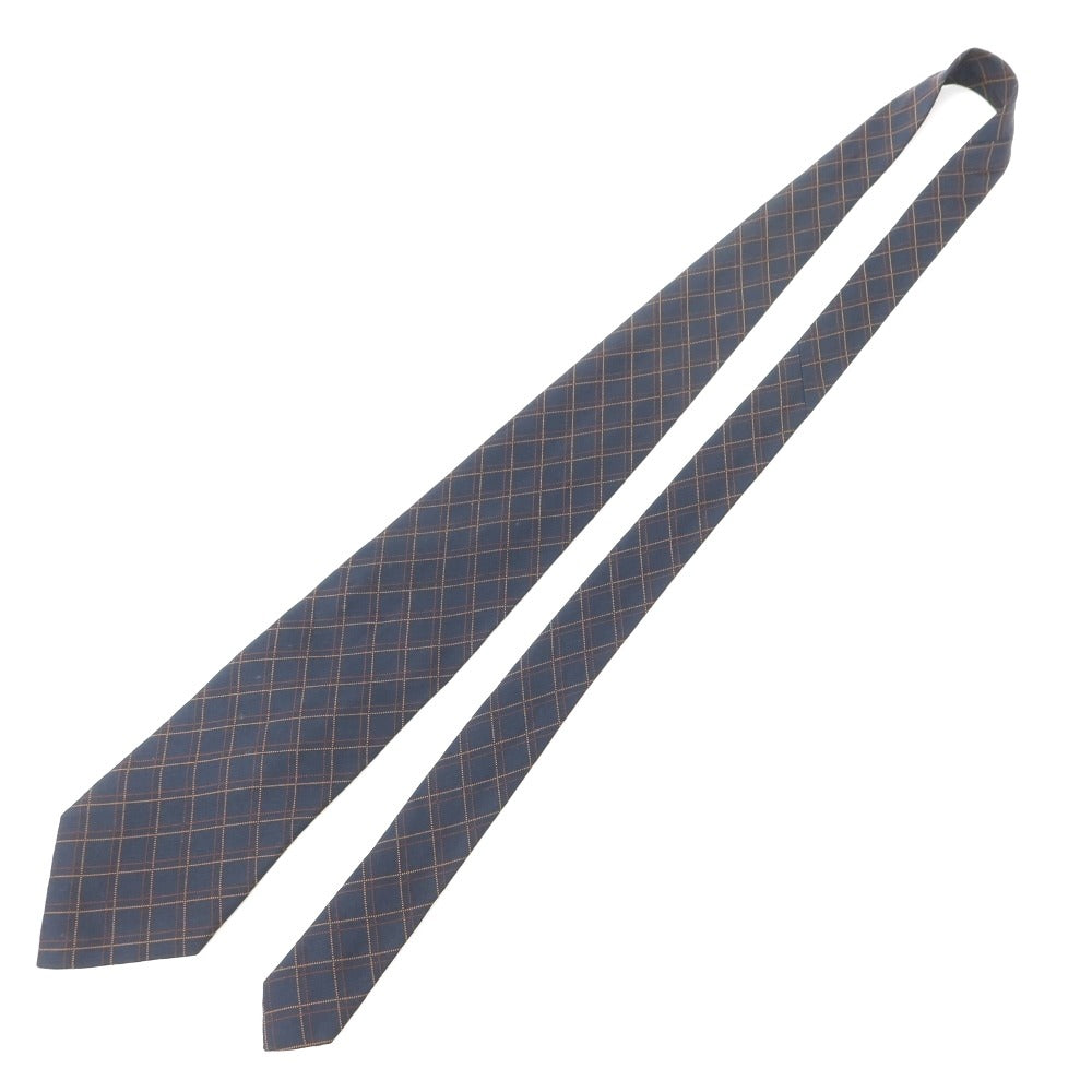 [Used] Les Copains Check Tri-Fold Silk Tie Dark Navy [NVY] [S/S/A/W] [Condition Rank B] ​​[Men&