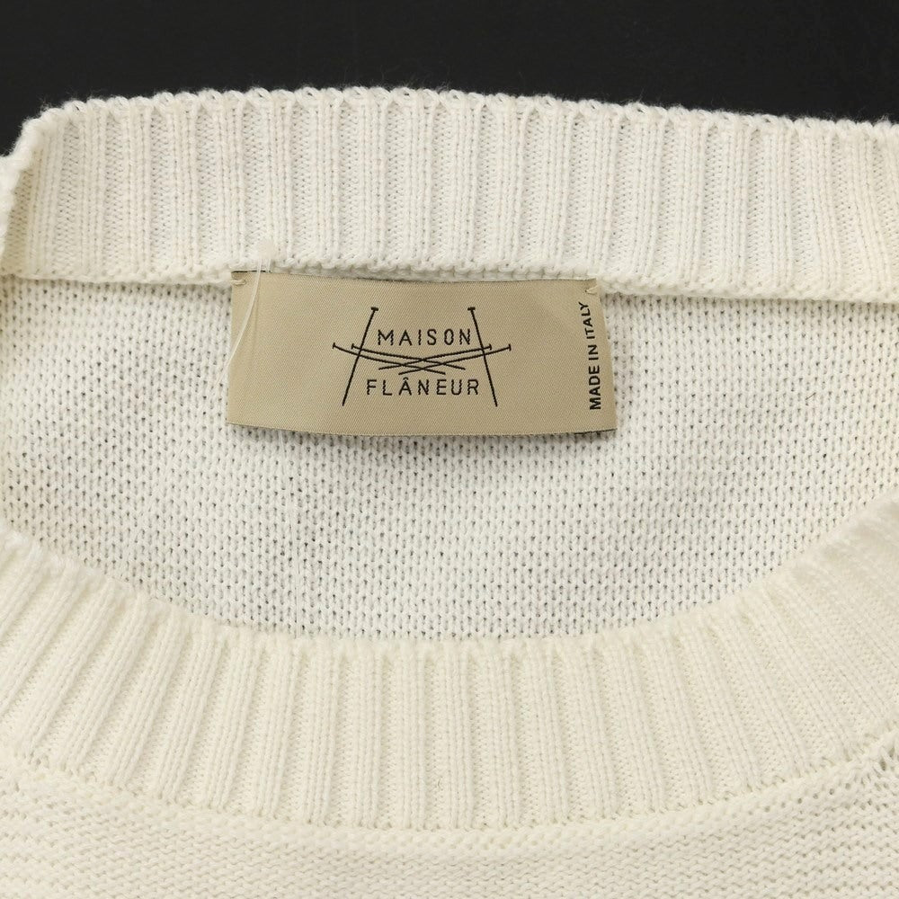 [Used] MAISON FLANEUR High gauge cotton shirt-switched crew neck knit White x Navy [Size 48] [WHT] [S/S] [Condition Rank B] [Men&