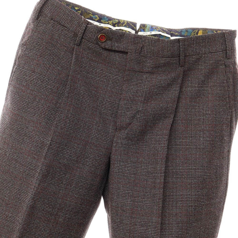 [Used] PT TORINO Wool Check Dress Slacks Pants Gray x Red [Size 48] [GRY] [A/W] [Condition Rank A] [Men&