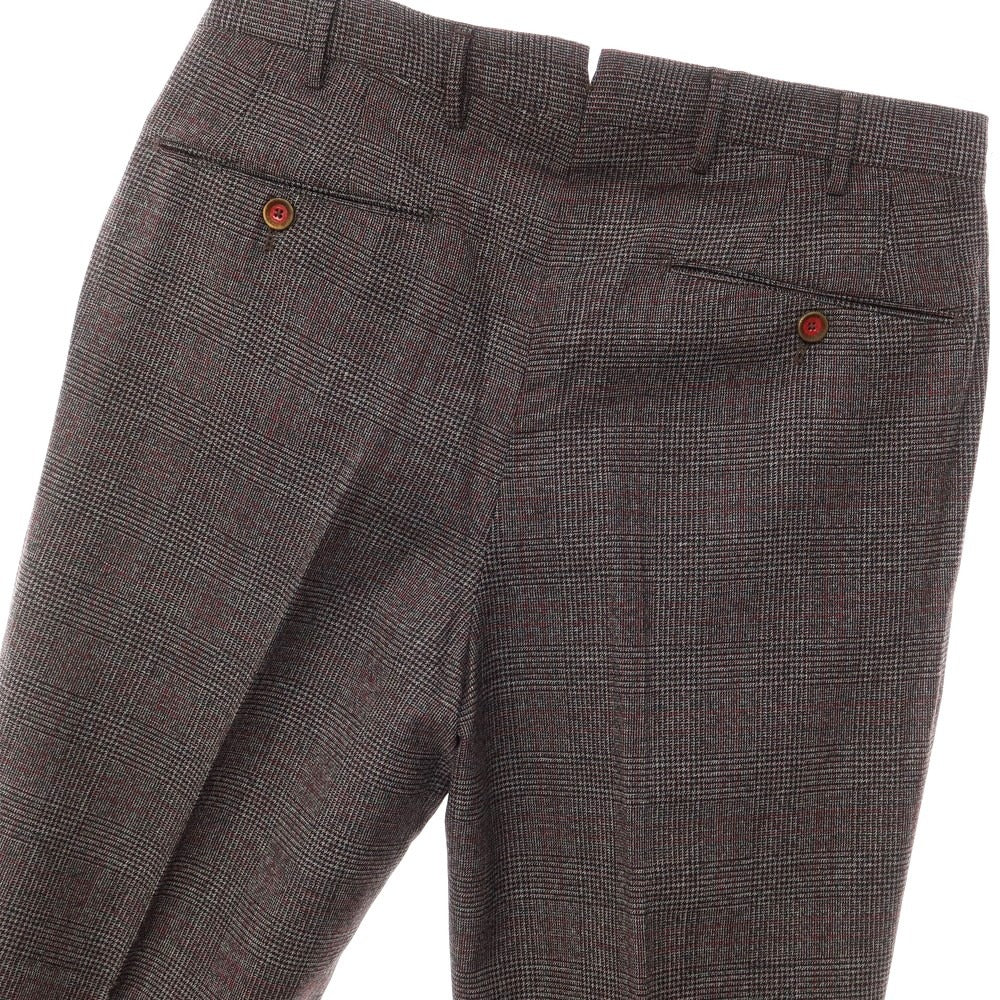 [Used] PT TORINO Wool Check Dress Slacks Pants Gray x Red [Size 48] [GRY] [A/W] [Condition Rank A] [Men&