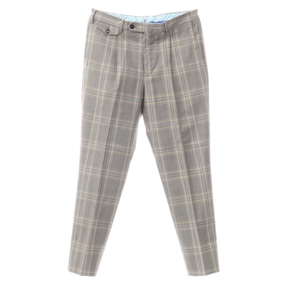 [Used] PT TORINO Cotton Linen Check Casual Slacks Pants Gray x Beige [Size 48] [GRY] [S/S] [Condition Rank A] [Men&