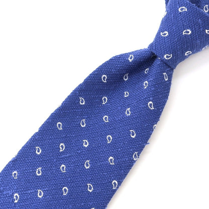 [Used] Finamore Paisley Small Pattern Tri-Fold Silk Tie Royal Blue x White [BLU] [S/S/A/W] [Condition Rank B] ​​[Men&