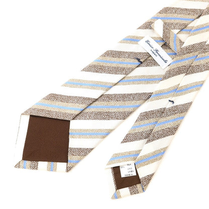 [Used] ERRICO FORMICOLA Striped 3-fold Silk Linen Tie Brown x White [BRW] [S/S] [Condition Rank B] [Men&