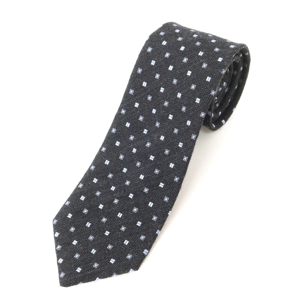 [Used] New Yorker NEWYORKER Komon 3-fold wool silk tie charcoal x sax [GRY] [A/W] [Condition rank B] ​​[Men&