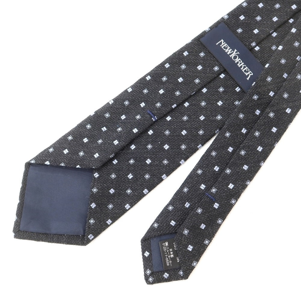 [Used] New Yorker NEWYORKER Komon 3-fold wool silk tie charcoal x sax [GRY] [A/W] [Condition rank B] ​​[Men&