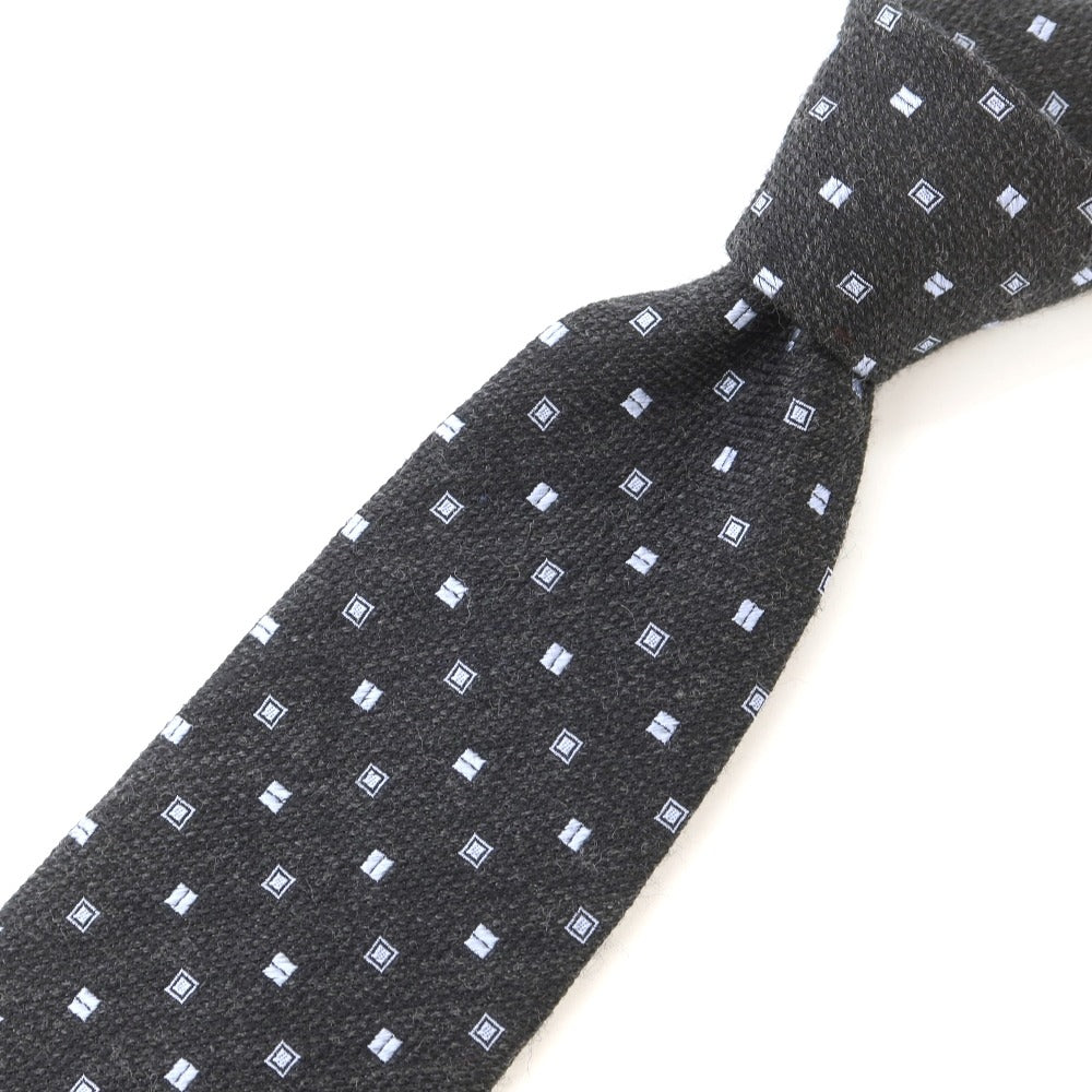 [Used] New Yorker NEWYORKER Komon 3-fold wool silk tie charcoal x sax [GRY] [A/W] [Condition rank B] ​​[Men&