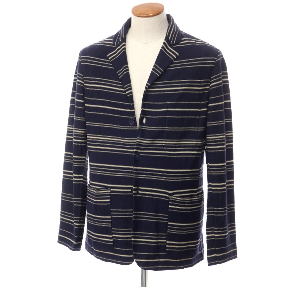 [Used] BOGLIOLI Linen Cotton Striped Knit Jacket Navy x White [Size M] [NVY] [S/S] [Condition Rank B] ​​[Men&