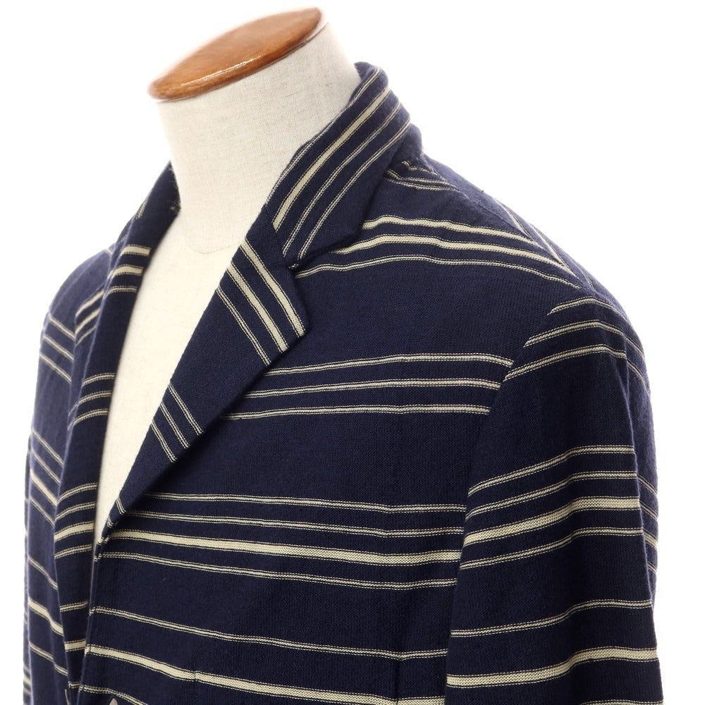 [Used] BOGLIOLI Linen Cotton Striped Knit Jacket Navy x White [Size M] [NVY] [S/S] [Condition Rank B] ​​[Men&