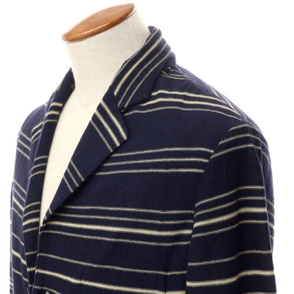 [Used] BOGLIOLI Linen Cotton Striped Knit Jacket Navy x White [Size M] [NVY] [S/S] [Condition Rank B] ​​[Men&