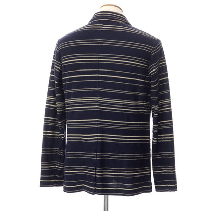 [Used] BOGLIOLI Linen Cotton Striped Knit Jacket Navy x White [Size M] [NVY] [S/S] [Condition Rank B] ​​[Men&