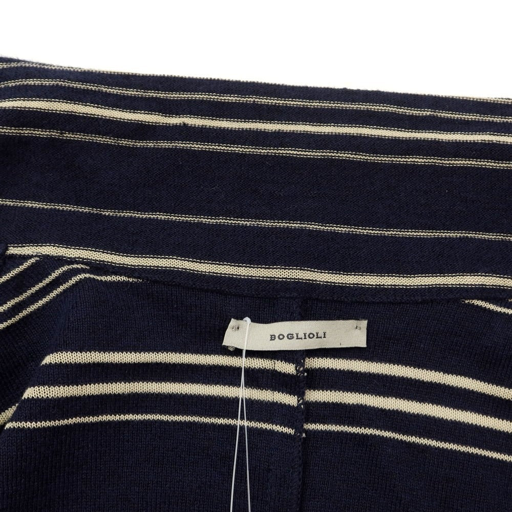 [Used] BOGLIOLI Linen Cotton Striped Knit Jacket Navy x White [Size M] [NVY] [S/S] [Condition Rank B] ​​[Men&