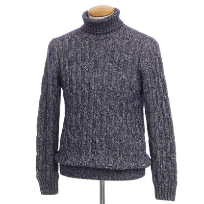 [Used] GRAN SASSO Silk Wool Turtleneck Pullover Knit Navy x White [Size 46] [NVY] [A/W] [Condition Rank B] ​​[Men&