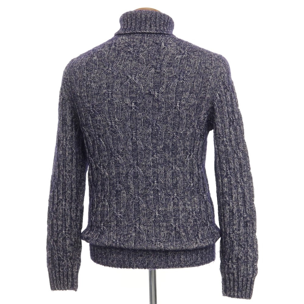 【中古】グランサッソ GRAN SASSO シルクウール タートルネック プルオーバーニット ネイビーxホワイト【サイズ46】【NVY】【A/W】【状態ランクB】【メンズ】【768983】