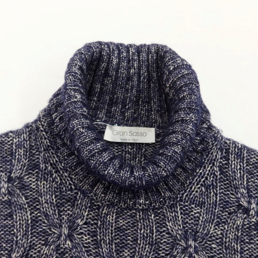 [Used] GRAN SASSO Silk Wool Turtleneck Pullover Knit Navy x White [Size 46] [NVY] [A/W] [Condition Rank B] ​​[Men&