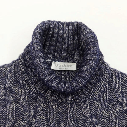 [Used] GRAN SASSO Silk Wool Turtleneck Pullover Knit Navy x White [Size 46] [NVY] [A/W] [Condition Rank B] ​​[Men&