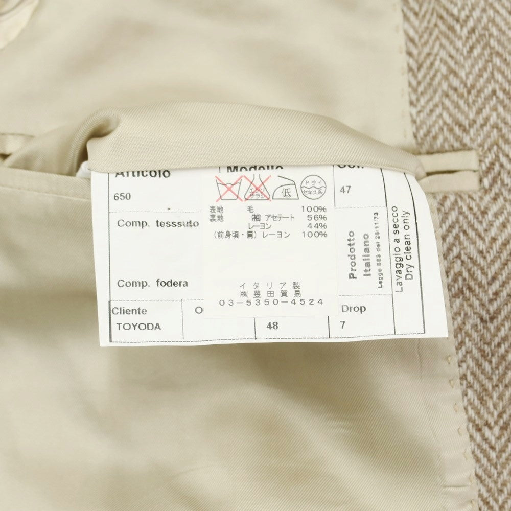 [New] PARTENOPE Herringbone Wool Tailored Jacket Brown x White [Size 48] [BRW] [A/W] [Condition Rank N] [Men&