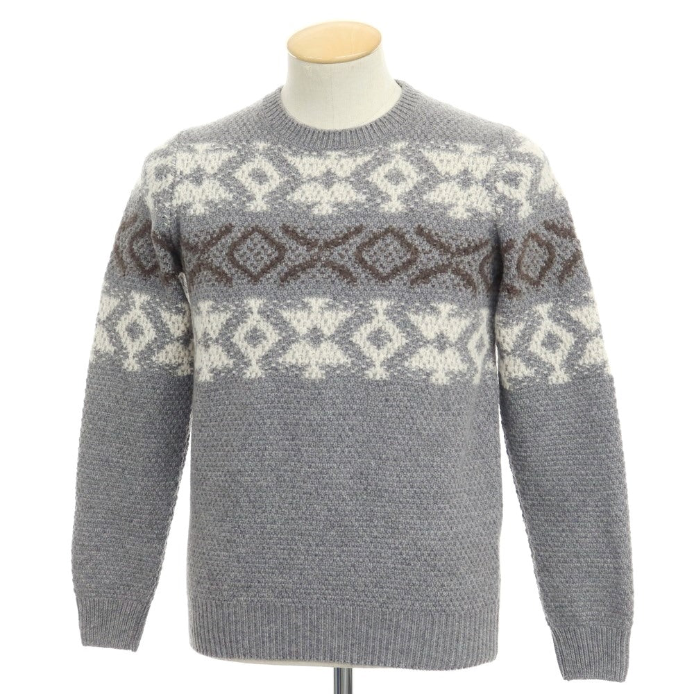 [New] PANICALE Wool nylon crew neck pullover knit, gray x white [Size 46] [GRY] [A/W] [Condition rank N] [Men&