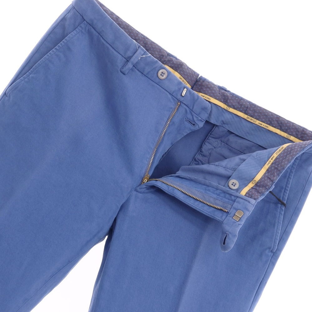 [New Outlet] SANTANIELLO Stretch Cotton Slacks Pants Blue [Size 52] [BLU] [S/S/A/W] [Condition Rank N-] [Men&