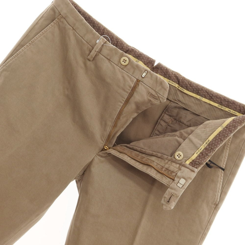 [New Outlet] SANTANIELLO Stretch Cotton Slacks Pants Light Brown [Size 52] [BRW] [S/S/A/W] [Condition Rank N-] [Men&