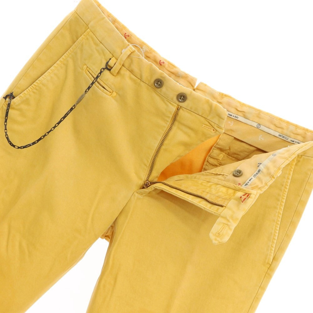 [New Outlet] SANTANIELLO Stretch Cotton Slacks Pants Yellow [Size 48] [YEL] [S/S/A/W] [Condition Rank N-] [Men&
