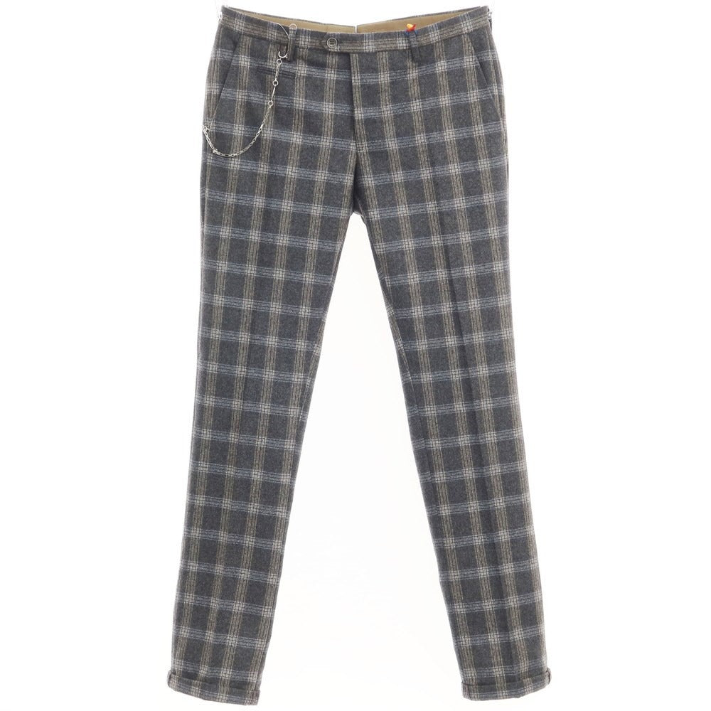 [New] SANTANIELLO Wool Check Casual Slacks Pants Gray x White [Size 50] [GRY] [A/W] [Condition Rank N] [Men&