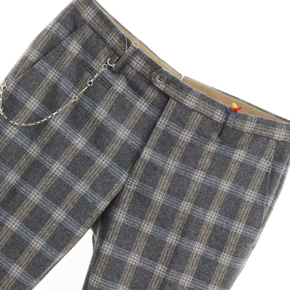 [New] SANTANIELLO Wool Check Casual Slacks Pants Gray x White [Size 50] [GRY] [A/W] [Condition Rank N] [Men&