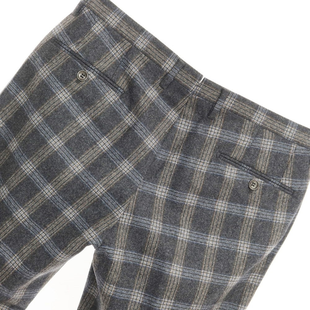 [New] SANTANIELLO Wool Check Casual Slacks Pants Gray x White [Size 52] [GRY] [A/W] [Condition Rank N] [Men&