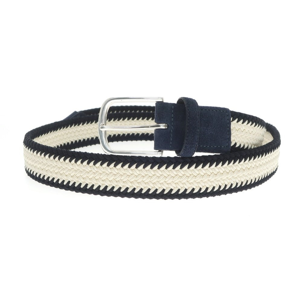 [New] PAOLO VITALE Elastic Mesh Belt Navy x White [Size 100] [NVY] [S/S/A/W] [Condition Rank N] [Men&