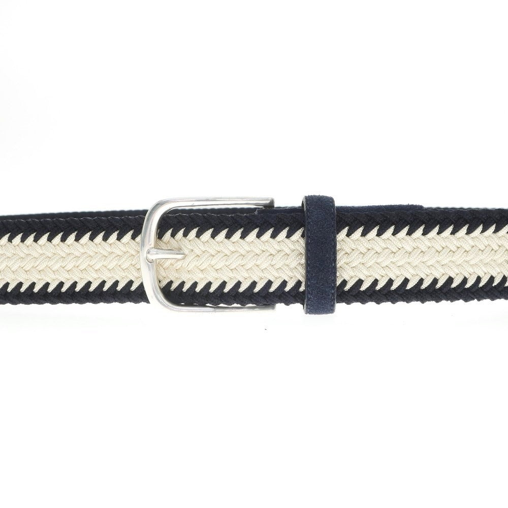 [New] PAOLO VITALE Elastic Mesh Belt Navy x White [Size 100] [NVY] [S/S/A/W] [Condition Rank N] [Men&