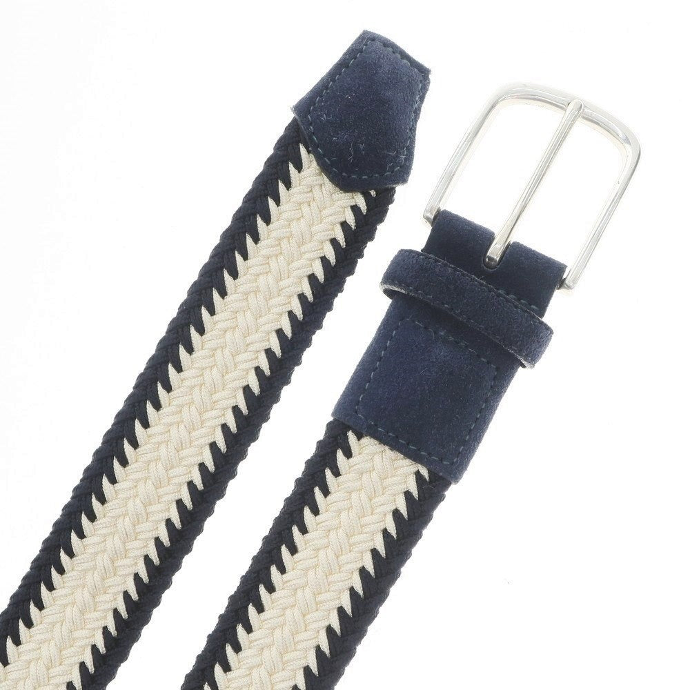 [New] PAOLO VITALE Elastic Mesh Belt Navy x White [Size 100] [NVY] [S/S/A/W] [Condition Rank N] [Men&